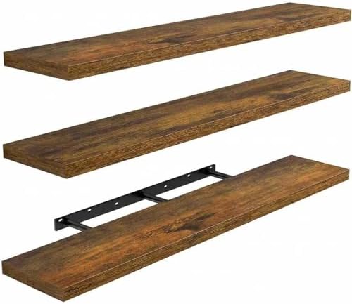 Amada 47.2" Floating Shelves for Wall Decor & Storage, Set of 3, Brown