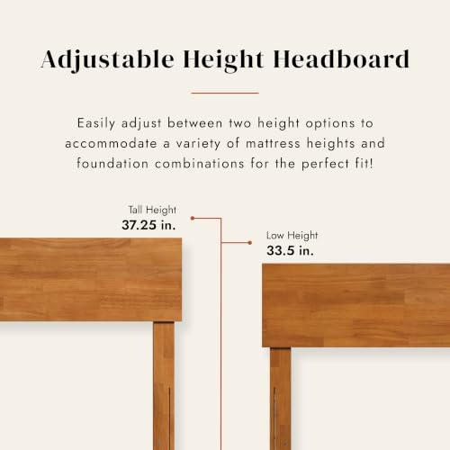 AFI, Orlando Queen Adjustable Modern Wood Panel Headboard, Light Toffee