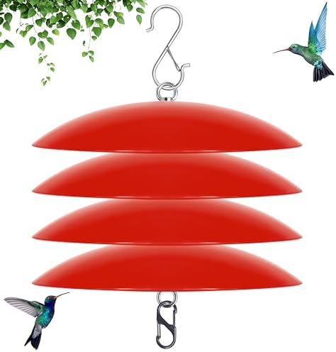 10-Inch Mini Rain Guard for Hummingbird Feeder,Bird Feeders Shade Dome Guard,Squirrel Baffle for Hanging Feeder in the Outdoors (Red), 4 Pack