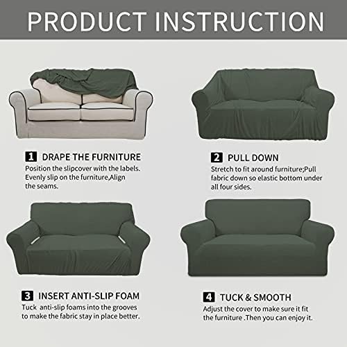 Easy-Going Stretch Chair Slipcover with Arm Washable Olive Green