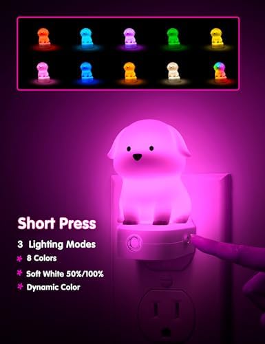 L LOHAS LED Plug in Night Light for Kids, 3D Cute Puppy Night Light