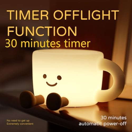 Coffee Cup Night Light,7 Colors Dimmable Bedside Lamp