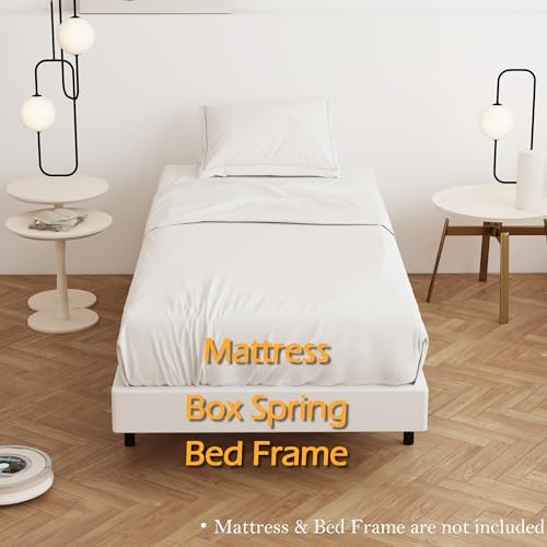 Box Spring Twin 4 Inch Low Profile Bed Base with Fabric Cover