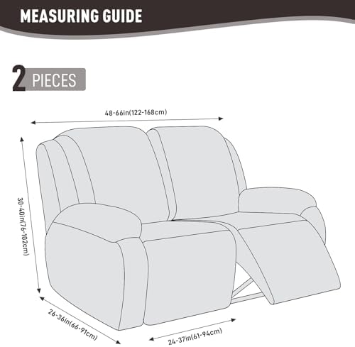KinCam Loveseat Recliner Covers, Stretch Reclining Cover, Chocolate