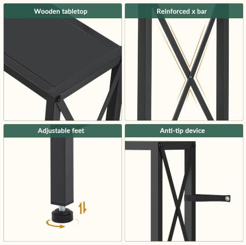 Gewudraw 102" Sofa Table Behind Couch & Socket-Narrow Console Table, Black