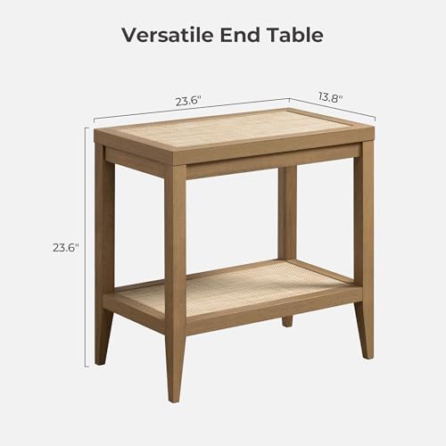 SICOTAS Rattan Side Tables Living Room Table, End Table with Storage