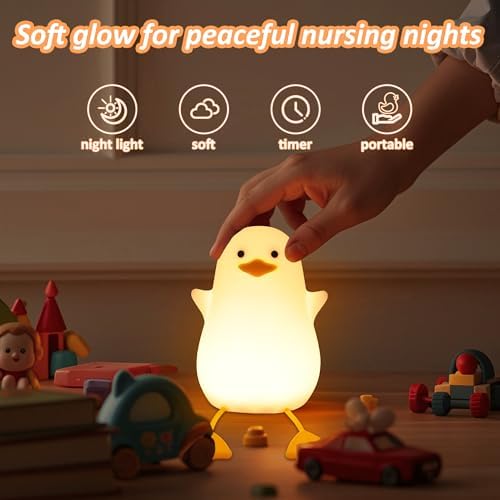 Anywin Duck Night Light, Cute Ducks Gifts, Squishy Silicone Animal Night Lamp for Nursery Bedside with Dimmer & Rechargeable, Gifts for Birthday Holiday Valentine's Day Mothers' Day