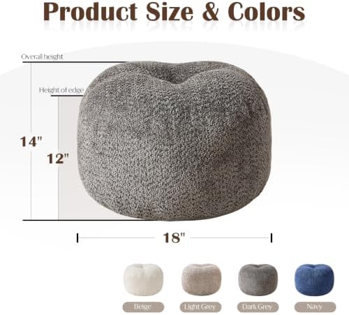 SHOUREN Stuffed Round Ottoman,Pouf Ottoman Foot Rest,18 X 14,Brown