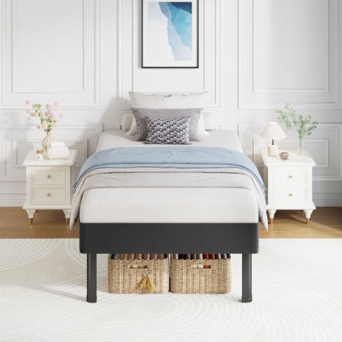 14" Twin All-in-One Box Spring, Metal Mattress Foundation with 9 Legs