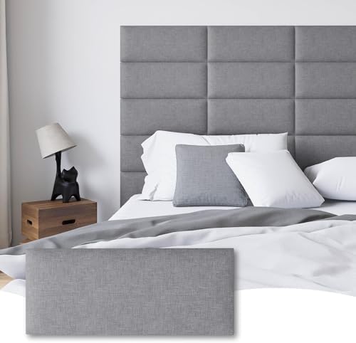 Peel and Stick Upholstered Headboard King Size, 12 Panels
