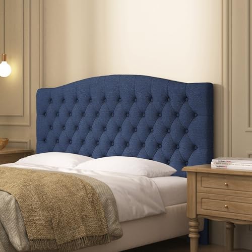 Furpopup Linen Queen Size Headboard Only, Upholstered Wall mount, Navy Blue