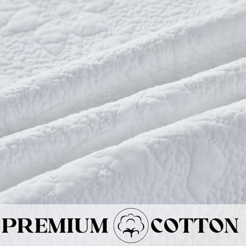 Brandream White Ruffled Quilted Throw Blanket Cotton 47 X 60 Chic Throw