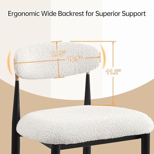 Morden Fort Counter Height Bar Stools Set of 2 with Backs, Cream Boucle