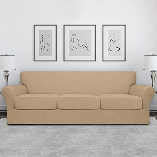 Easy-Going 4 Pieces Oversized Stretch Couch Cover for Dogs Washable
