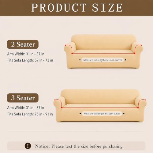 2Pcs Sofa Cover Stretch Soft with Non-Slip Foam and Elastic Bottom