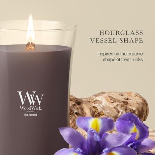 WoodWick Iris Woods Scented Candle, Crackling Wick, 21.5oz