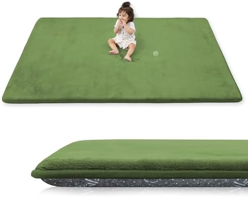 1.3" Thick Foam Play Mat 50x50 Baby Floor Playmat Nursery Rug Olive