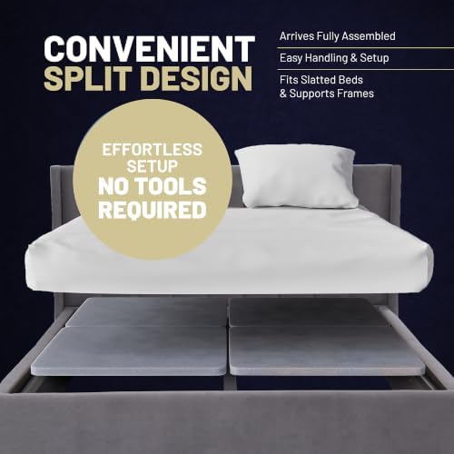 Premium 38mm Split Wood Bunkie Board for King Size Bed - 4-Piece Under Mattress Support Board, Fully Assembled, Fabric Ventilation Cover - Replaces Wooden Slats or Box Spring for Bed Frames