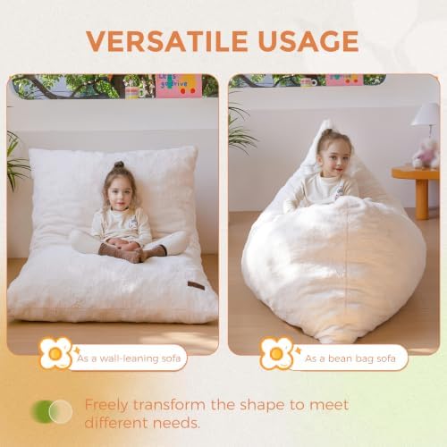 MAXYOYO 3 in 1 Kids Bean Bag Chair, Comfy Floor Sofa with Removed Cover