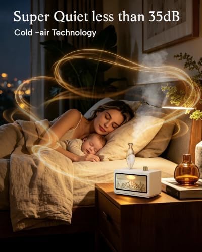 Waterless Oil Diffuser, Snowy Mountains Style, 3 Color Light with Bulb