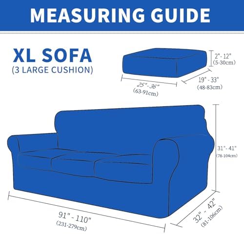 MAXIJIN 4 Pieces Stretch Oversized Couch Covers for 3 Cushion Sofa Covers Washable Sofa Slipcovers Thick Soft Furniture Protector with Non Slip Strap (Brown), 91"-110"(3 XL Cushions)