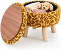 Wimarsbon Round Storage Ottoman,Footstool with Padded Seat and Wood Legs