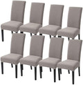 SearchI Dining Room Chair Covers Set of 8, Stretch Jacquard Parsons Chair Slipcovers Removable Washable Kitchen Chair Protector Cover for Dining Room, Hotel, Ceremony (Taupe Rhombus)