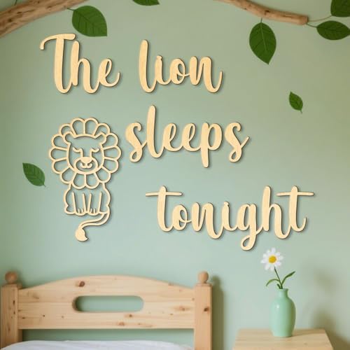Safari Nursery Decor-The Lion Sleeps Tonight Wooden Sign - Boho Theme for Boys Room, Baby Room, Farmhouse