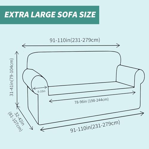 YEMYHOM Couch Cover Latest Jacquard Design High Stretch Extra Large Sofa Covers Pet Dog Cat Proof Oversized Slipcover Non Slip Magic Elastic Furniture Protector (X Large, Ivory)