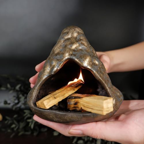 Black Gold Zongzi Shaped Clay Smudge Bowl,Ceramic Palo Santo & Sage Burner