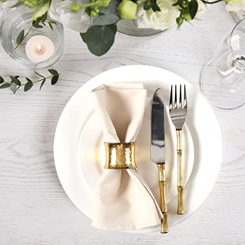 Ramanta Home Set of 12 Polyester Cloth Napkins 18x18 Inches, Beige