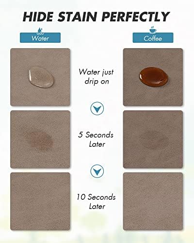 AMOAMI Coffee Mat - Hide Stain Rubber Backed Absorbent Dish Drying Mat for Kitchen Counter - Brown, 12"x19"