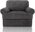 Sofa Cover 2 Pieces T Cushion Chair Covers with Arms Super Stretch Chair Slipcover for Living Room,Slip Cover Anti Slip Armchair Furniture Protector Pet Universal(Dark Gray, 1 Cushion)