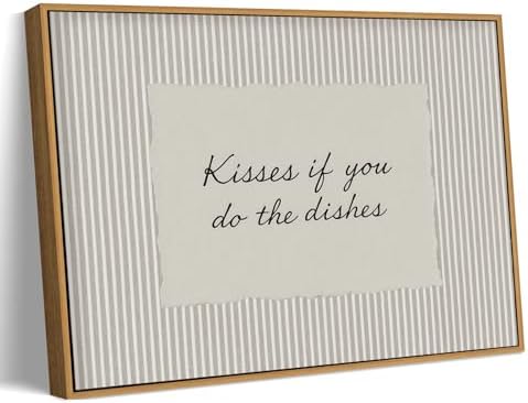 Kitchen Decor, Framed Wall Art, Kisses If You Do the Dishes Artwork 12x16in