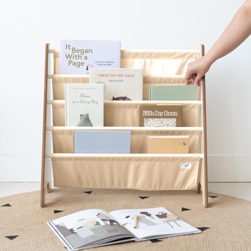 3 Sprouts Recycled Kids Bookshelf, Holds 35 Books, 4-Tier, Beige