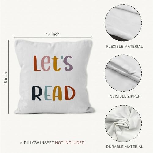 Classroom Reading Nook Throw Pillow Covers, Reading Corner Classroom Book Nook Decorative Pillow Covers for Nursery Library Playroom, Boho Classroom Decor, Book Lovers Decor Pillow Covers 18x18
