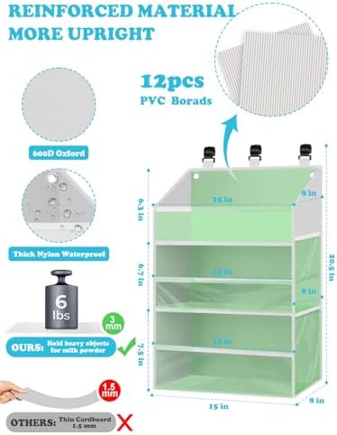 Hanging Diaper Caddy Organizer Crib Organizer–Spacious Baby Girl/Boy Nursery Organizer for Changing Table, Playpen/Wall- Hold 90+ Diaper (White)