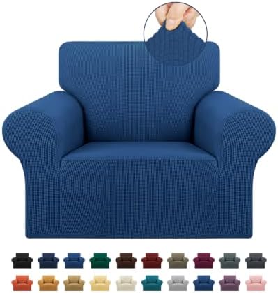 KEKUOU Stretch Chair Sofa Slipcover, Single Couch Cover,Classic Blue