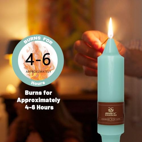 NJAO HOO Mint Green Short Taper Candle 5 Inch Candlesticks Unscented Dripless Tapered Candle Set for Home Decor Wedding Party Dinner Candles, 4 Pack