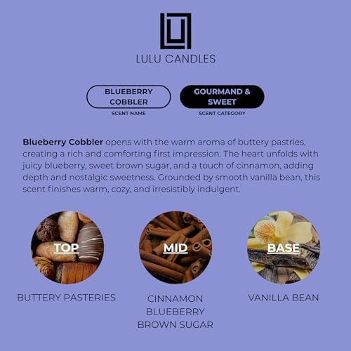Lulu Candles | Blueberry Cobbler | Luxury Scented Soy Jar Candle | Hand Poured in The USA | Highly Scented & Long Lasting (9 Oz.)