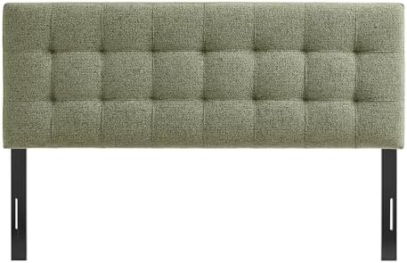 Modway Lily King Size Headboard with Biscuit Tufting in Leaf - Fabric Upholstery with Padded Design and 5 Height-Adjustable Mounts