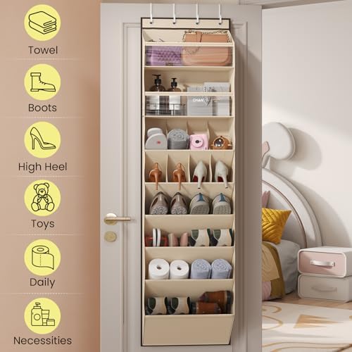 Mefirt XL Clear Over the Door Shoe Organizer for Closet Fit 25 Pairs