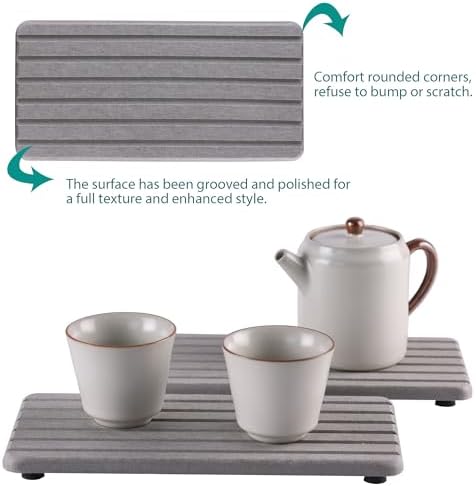 NiuYichee 2 PCS Water Absorbent diatomite Coasters, 8.3" x 4" Water Absorbing Stone Tray for Sink, Stone Drying mat for Kitchen Counter, Stone soap Tray Used for Hand Soaps & toiletries & Plants