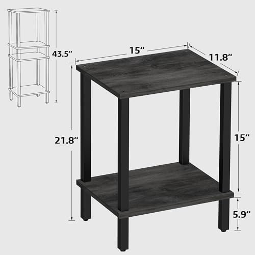 TUTOTAK End Table, Set of 2, Side Table, Nightstand, 2-Tier Storage Shelf