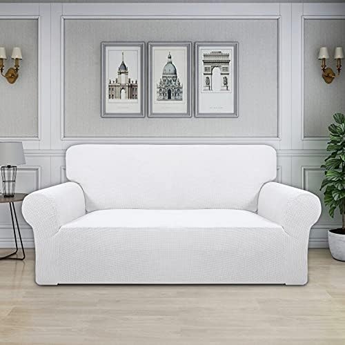 Easy-Going Stretch Oversized Loveseat Couch Covers Washable Snow White