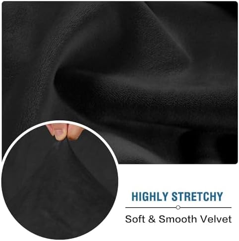 H.VERSAILTEX Velvet Stretch Individual Chaise Cover Sectional Couch Covers for L Shaped Sofa Both Left/Right Furniture Protector Seat Cushion Sofa Cover (1 Piece Chaise Cover, Black)