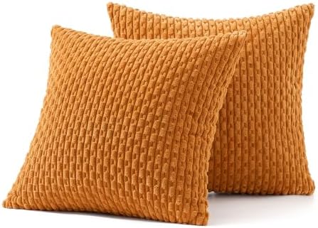MIULEE Decorative Throw Pillow Covers 20x20 Fall Burnt Textured Corduroy
