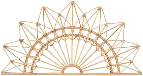 Bali & pari Solara Natural Rattan Headboard - Handwoven Wicker Wall-Mount Headboard in Sunburst Shape, Coastal Boho Bedroom Backdrop, Queen