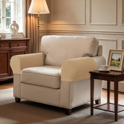 SUBRTEX Stretch Couch Arm Covers Set of 2, Non-Slip Sofa Armrest Slipcovers