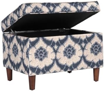 Spatial Order 24" Dinah Collection Storage Ottoman - Blue Medallion Print